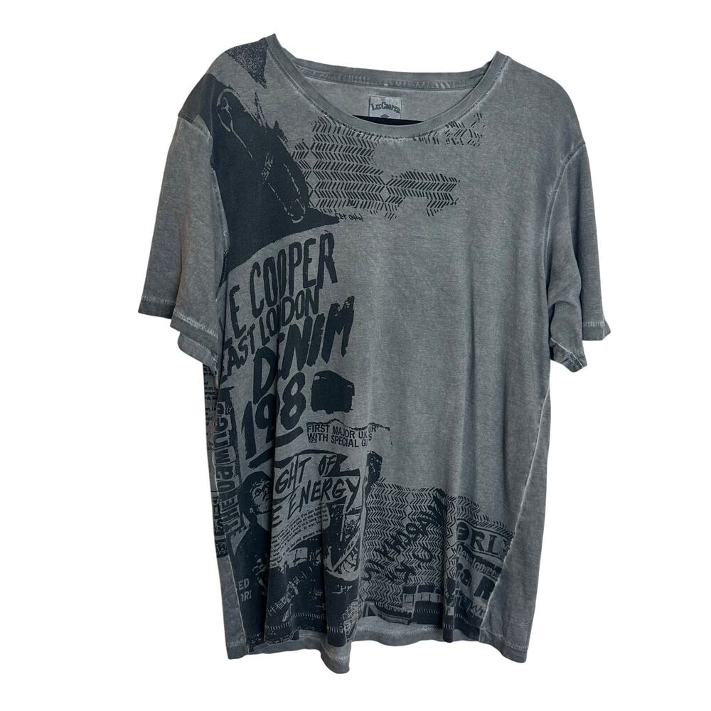Lee Cooper T Shirt Lived in Gray Graphic T-Shirt sz L